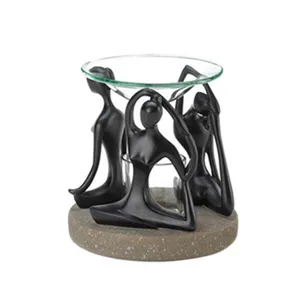 Polyresin Yoga figures statue position glass oil warmer