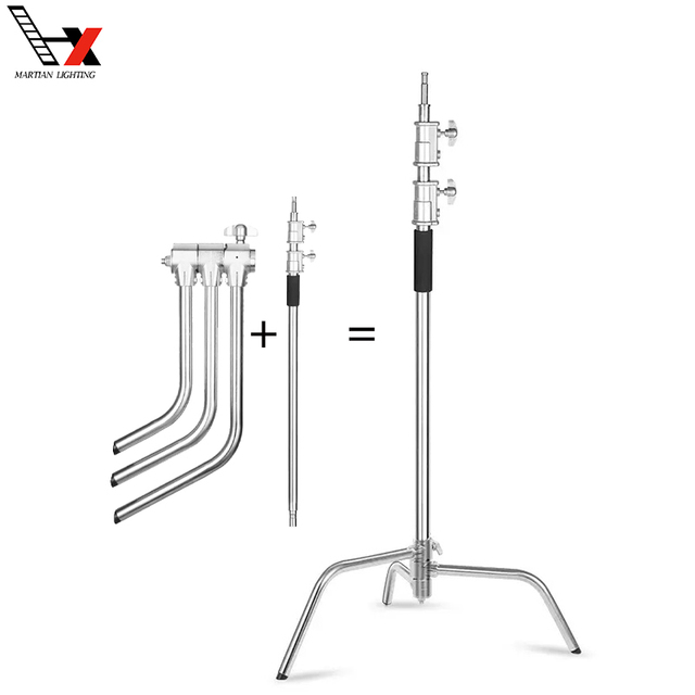 Heavy Duty C Stand Photo Studio 330cm 10.82ft Load 20kg Light Stand C Type Extension Arm Grip Head Folding Legs Holder
