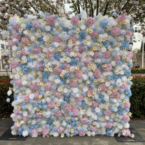 L06767 Vente en gros pas cher Prix Mariage Soie Artificielle Rouge Rose Bourgogne Rose Blanc Vert Toile de Fond Fleur Mur Pour Décoration - Product Image 3