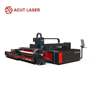 Pemotong Laser tabung bulat dan persegi aluminium, pemotong logam multifungsi 2 in 1 pelat CNC Fib pabrik Cina