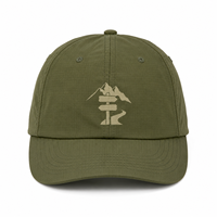 Casquette de randonnée légère et imperméable en nylon à 6 panneaux, faible MOQ, logo par transfert thermique, unisexe, prête à la vente pour les magasins d'extérieur, étiquette personnalisée