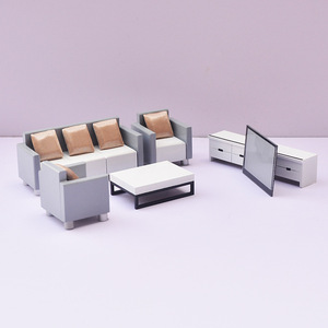 Set de Muebles en Miniatura <span class=keywords><strong>para</strong></span> Maquetas Arquitectónicas: Sofá Cama, Gabinete, Mesa de Comedor, Sillas, Alacena, Refrigerador, <span class=keywords><strong>Lavadora</strong></span> 1/25 - Product Image 3