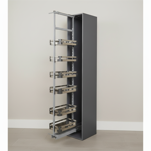 High <strong>Cabinet</strong> Kitchen Organizer Tempered Glass Pull Shelves Aluminum Frame Built-in <strong>Pantry</strong> Larder Storage in <strong>Cabinets</strong> - Product Image 2