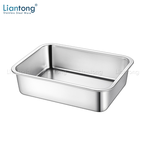 Approvisionnement d'usine en acier inoxydable 201 matériel litière pour chat bord roulé plateau profond récipient de service de nourriture casserole - Product Image 1