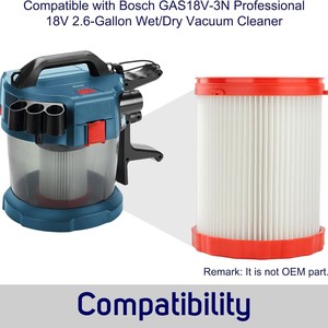 Filtro de vacío VF320H para Bosch GAS18V 3 10L, fibra reutilizable para uso doméstico - Product Image 5