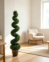 Arbre topiaire artificiel en buis torsadé en spirale de 1,2 à 1,5 m, fausse plante grimpante en pot pour intérieur, résistant aux UV, pour Thanksgiving, villa, hôtel, centre commercial