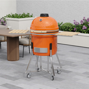 Kamado Ceramic Grill Enameled Multi Function Outdoor BBQ Grill With Side Tables And Wheels - Product Image 2