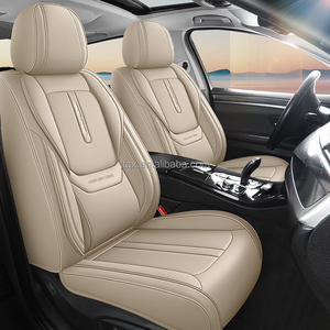 Coprisedili Auto in Morbida Pelle Beige, Avvolgenti e Confortevoli, Perforati per Tutte le Stagioni, per <span class=keywords><strong>Renault</strong></span> <span class=keywords><strong>Clio</strong></span> Megane Captur Kadjar - Product Image 1