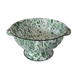 Customized color splattered enamel colander vegetable strainer Fuquan eco-friendly colanders & strainers