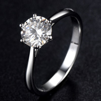Bague classique en argent sterling 925 à six griffes avec un moissanite de 1 carat de qualité D, directement du fabricant