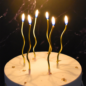 Joyeux anniversaire bougie <span class=keywords><strong>fontaine</strong></span> feux d'artifice or étincelant mince plaine spirale gâteau bougies 6 pièces or argent longue bougie d'anniversaire - Product Image 2