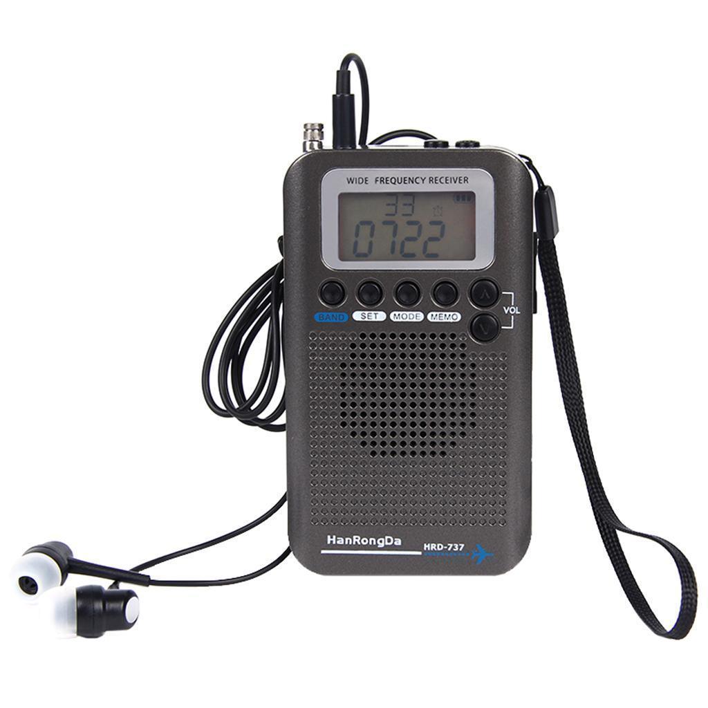 HanRongDa HRD-737 ポータブルラジオ受信機 FM/AM/SW/CB/Air/VHF時計付き
