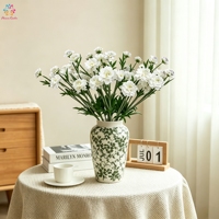 Bunga Scabiosa Buatan Realistis dari Sutra, Tangkai Bunga Pincushion untuk Dekorasi Vas Meja Pesta Pernikahan dan Rumah