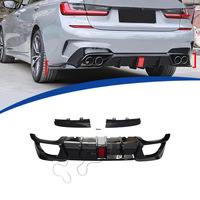 G20 M Sport diffuseur arrière lèvre diffuseur de pare-chocs arrière avec lumière pour BMW Série 3 G20 noir brillant fibre de carbone 2019 2020 2021 2022