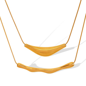 Collar de Acero Inoxidable con Colgante Geométrico en Forma de U, Estilo Minimalista Europeo Americano, Diseño de Arco Irregular en Tono Dorado y Plateado - Product Image 5