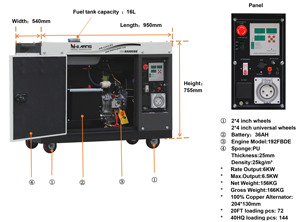 하이언스 DG8500SE 디젤 엔진 발전기, 7kVA 가정용 저소음 발전기 - Product Image 6