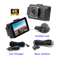 Caméra embarquée double enregistrement DVR pour voiture, écran LCD IPS 3 pouces, 4K+1080P, double caméra, boîte noire, garantie 1 an, H.265/H.264, carte TF