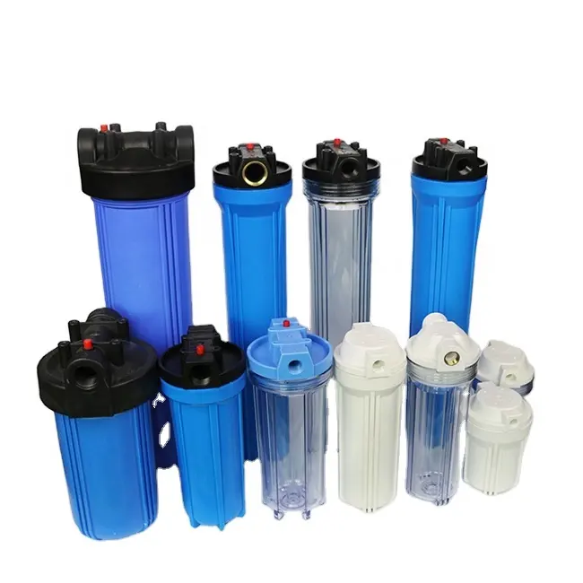 Высококачественные латунные фильтры для воды для домашнего использования, 10-дюймовые, прозрачные, синие, белые, с корпусом