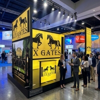Stand de salon professionnel en profilé aluminium de haute qualité avec caisson lumineux SEG, bannière d'exposition imprimée double face, caisson lumineux rétroéclairé par LED
