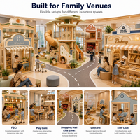Casa de juegos con tobogán, área de juegos suave, cocina comercial, tienda, certificación CE, FEC, operadores, pueblo de juegos de simulación