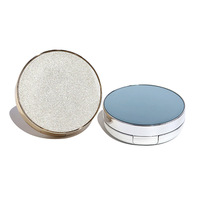 Boîtier compact vide personnalisé OEM pour fond de teint, contenant cosmétique rond avec couvercle miroir, coussin éponge et houppette en forme de goutte