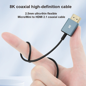 Cable Coaxial <span class=keywords><strong>HDMI</strong></span> a <span class=keywords><strong>Micro</strong></span>/<span class=keywords><strong>Mini</strong></span> <span class=keywords><strong>HDMI</strong></span>/<span class=keywords><strong>HDMI</strong></span> Ultrafino y Flexible de 2.5mm de Diámetro Exterior, Cable de Audio/Vídeo HD de 8K para Cámaras y Monitores - Product Image 4