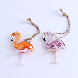 Wholesale handblown lampworking hanging glass flamingo animals for home decoration
