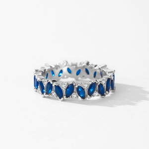 Ailmay 925 plata esterlina hermosos anillos prometidos Ojo <span class=keywords><strong>de</strong></span> caballo azul circón completo elegante mujeres <span class=keywords><strong>matrimonio</strong></span> <span class=keywords><strong>anillo</strong></span> <span class=keywords><strong>de</strong></span> compromiso - Product Image 3