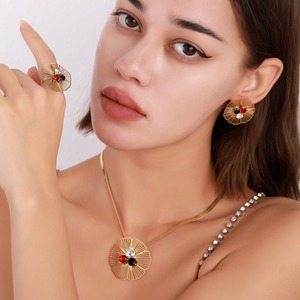 Lucky Clover <strong>Necklaces</strong> for Women Teen Girls Cute Gold Stainless Steel Clover Earrings <strong>Rings</strong> <strong>Necklace</strong> Prom <strong>Wedding</strong> Jewelry Set - Product Image 6