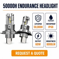 Kit d'ampoules de phare LED H4, lumière blanche 6000K, lumière blanche brillante, double faisceau, haute et basse intensité, longue durée de vie, pour voiture, camion, moto