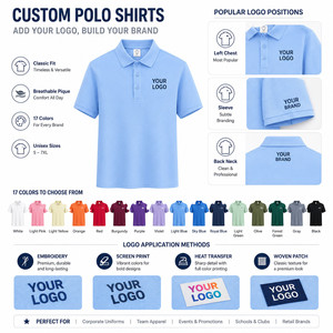 Polo unisexe uni 100% polyester 150G à manches courtes, tissu piqué respirant, couleur unie, design décontracté - Product Image 2