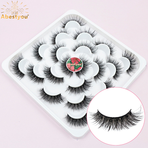 Abestyou 10 pares de pestañas postizas de visón, finas y vaporosas, extensión de pestañas con banda delgada, naturales y voluminosas, de 9 a 18 mm, pestañas falsas en forma de abanico, maquillaje para ojos. - Product Image 1