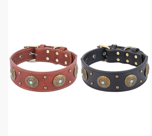 Vente en gros collier de chien en PU style vintage classique réglable pour berger allemand Rottweiler - Product Image 5