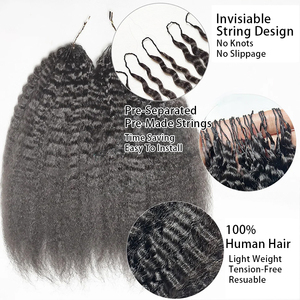 Extension per Capelli Umani Kinky Straight Feather Crochet, Senza Nodi, Invisibili, Pre-Separati, Fasci di Capelli Umani Brasiliani - Product Image 3