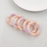 Lot de 100 élastiques spirales pour cheveux de 5 cm, sans pli, multicolores, imperméables, type cordon de téléphone, chouchous pour femmes