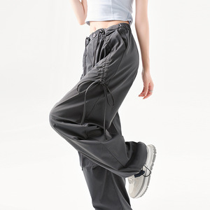 Pantaloni <span class=keywords><strong>Cargo</strong></span> Lunghi Retrò da <span class=keywords><strong>Donna</strong></span> 2025, Vita Alta, Larghi, con Fiocco, Chiusura Elastica, Casual, Sportivi, da Escursionismo, 100% Poliestere, Autunno - Product Image 4