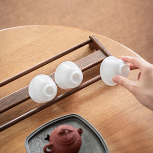 Walnut Wood <b>Teacup</b> Drain Rack Solid Wood Tea Set Storage Rack Small <b>Teacup</b> Display Rack Tea Ceremony Accessories - Product Image 3