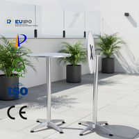 Table circulaire en aluminium pliable et détachable, vente chaude en usine, pour les petits pubs