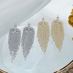 Pendientes de Moda Europeos y Americanos para Mujer, Pendientes Largos con Circonitas, Pedrería, Borlas de Diamantes Completas, Pendientes Versátiles - Product Image 5