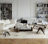 Mesa de Centro de Mármol Minimalista Italiana para Sala de Estar, Diseño de Alta Gama, Madera Sólida, Cuadrada, de Lujo