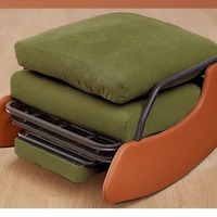 Fauteuil inclinable pliable réglable en tissu doux avec poche latérale pour chambre et salon