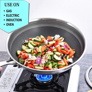 Sartén de acero inoxidable de tres capas antiadherente redonda con tapa para cocinar - Product Image 3