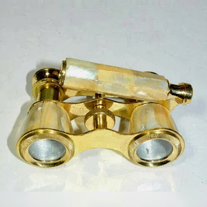 Jumelles d'opéra en laiton avec marqueterie nacre, décoratives, pour l'observation maritime, coffret cadeau - Product Image 1