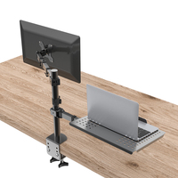 CHARMOUNT Bras de moniteur double réglable en hauteur ergonomique Support de moniteur Support pour ordinateur portable et bras de moniteur LCD