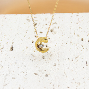 <span class=keywords><strong>Collier</strong></span> pendentif en forme de diamant, <span class=keywords><strong>collier</strong></span> pendentif <span class=keywords><strong>C</strong></span>, chaîne en acier inoxydable - Product Image 2