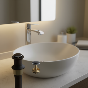 Panier de vidange escamotable en acier inoxydable bronze huilé pour lavabo de salle de bain, anti-colmatage, à montage supérieur - Product Image 2