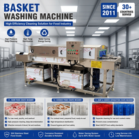 Tunneltransportband krattenwasmachine SUS304 360° sproeier hoge temperatuur voor vlees, groenten, fruit en voedselkratten