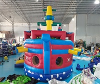 Barco pirata gigante, gorila inflable, castillo hinchable, combo de obstáculos con tobogán y casa de rebote