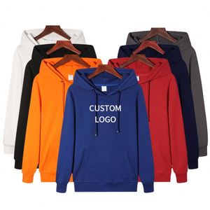 Sweat-shirts à capuche unisexe en coton uni surdimensionnés de haute qualité pour homme, avec poches, pour l'automne, en gros, grandes tailles, épais - Product Image 2