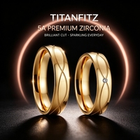 Titanfitz Infinity - Alliances entrelacées pour lui et pour elle - Bagues de promesse assorties - Ensemble d'alliances en acier inoxydable 316L doré